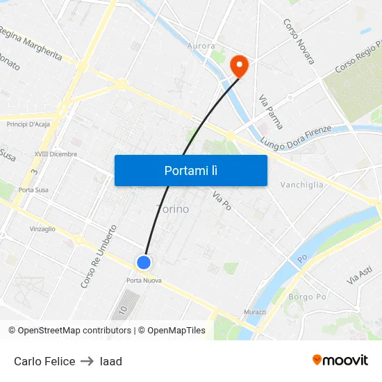 Carlo Felice to Iaad map
