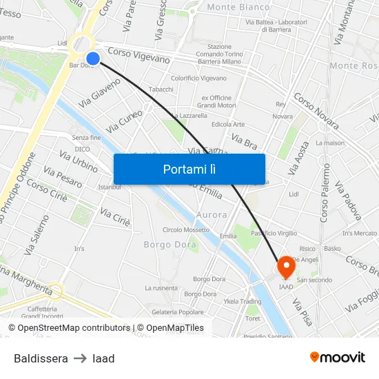 Baldissera to Iaad map