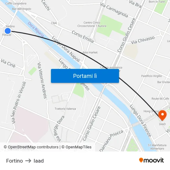 Fortino to Iaad map