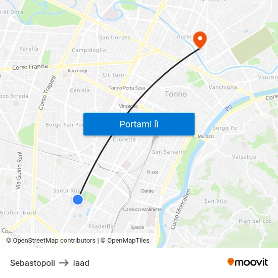 Sebastopoli to Iaad map