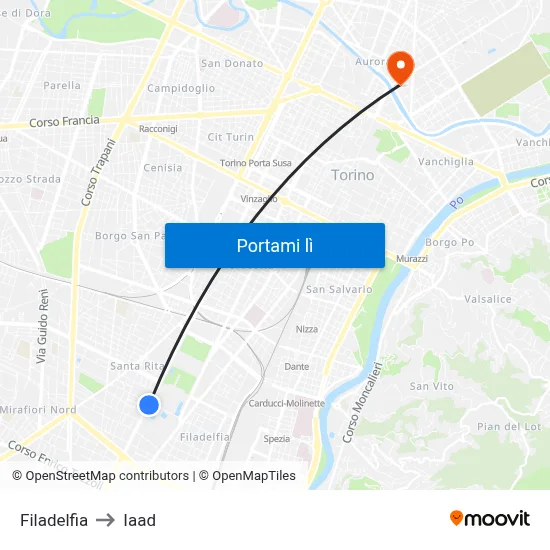 Filadelfia to Iaad map