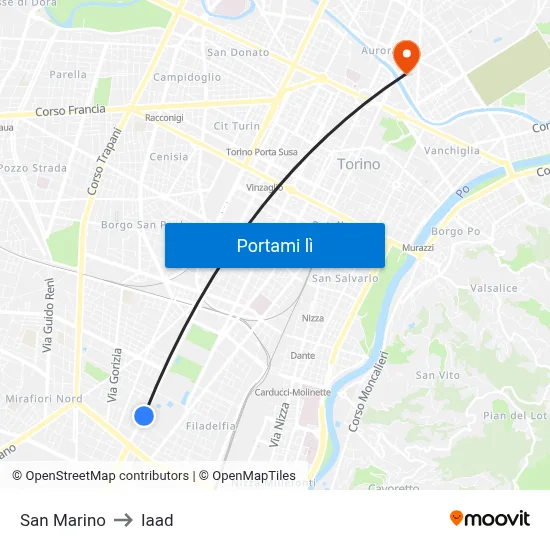San Marino to Iaad map