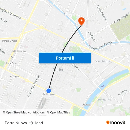 Porta Nuova to Iaad map