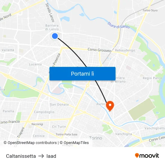 Caltanissetta to Iaad map