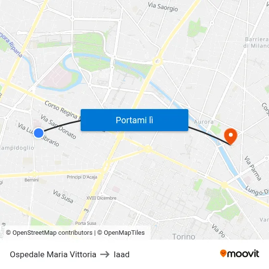 Ospedale Maria Vittoria to Iaad map