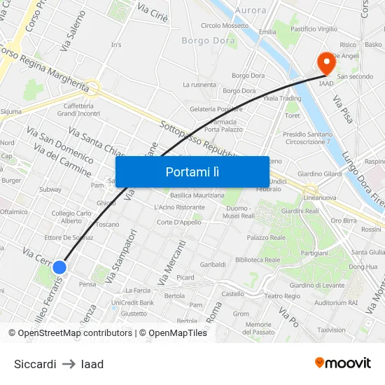Siccardi to Iaad map