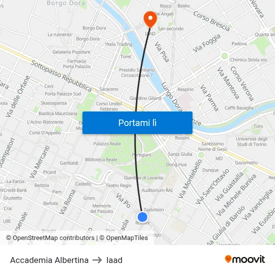 Accademia Albertina to Iaad map