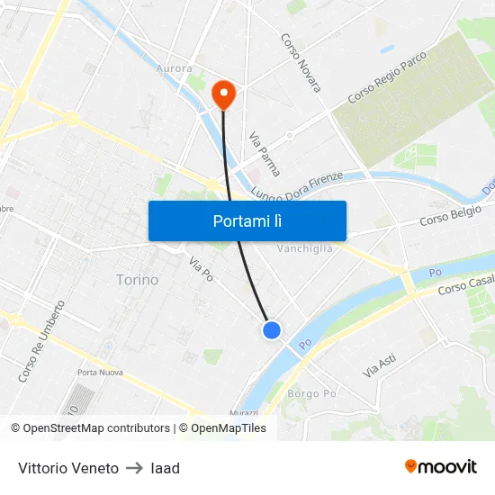 Vittorio Veneto to Iaad map