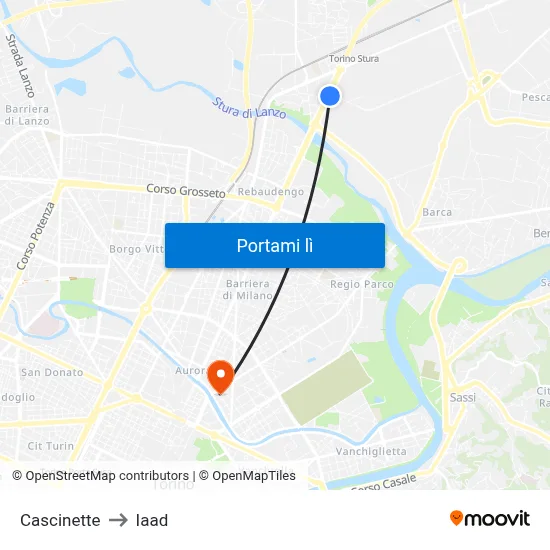 Cascinette to Iaad map