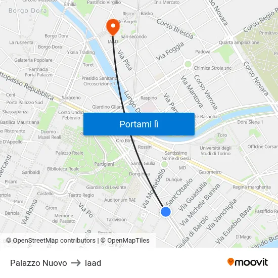Palazzo Nuovo to Iaad map