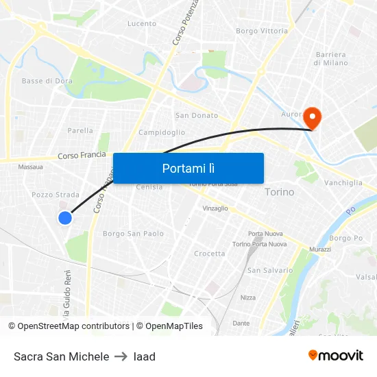 Sacra San Michele to Iaad map