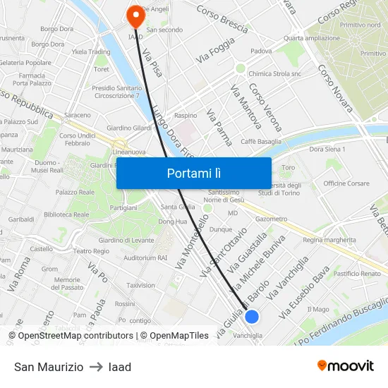 San Maurizio to Iaad map