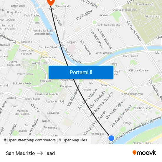 San Maurizio to Iaad map