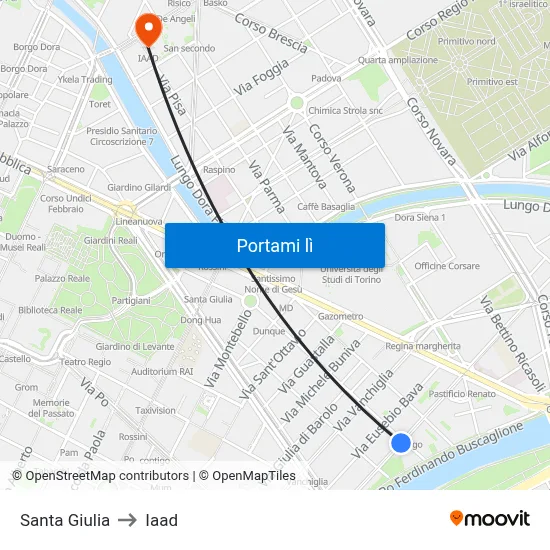 Santa Giulia to Iaad map