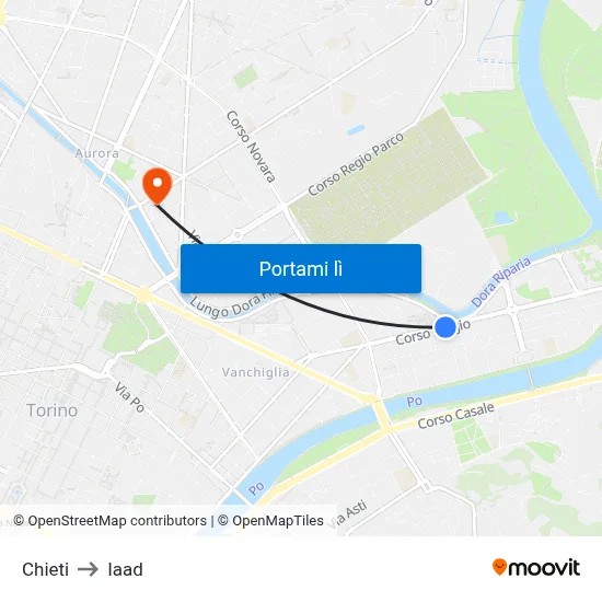 Chieti to Iaad map