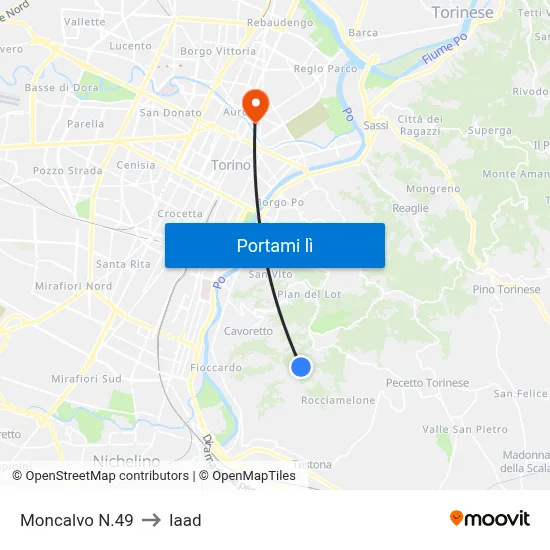 Moncalvo N.49 to Iaad map