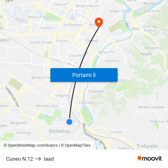 Cuneo N.12 to Iaad map