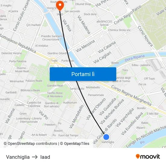 Vanchiglia to Iaad map