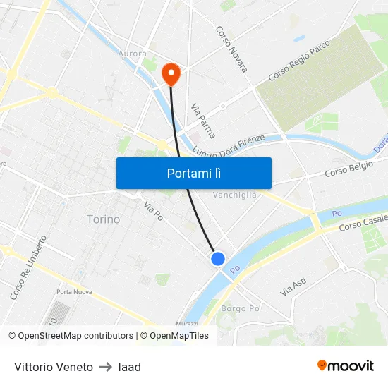 Vittorio Veneto to Iaad map