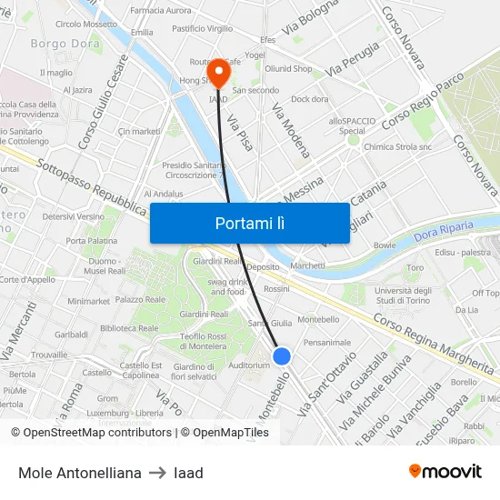 Mole Antonelliana to Iaad map