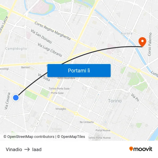 Vinadio to Iaad map