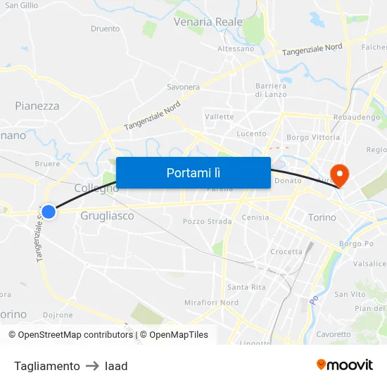 Tagliamento to Iaad map