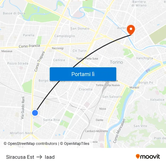 Siracusa Est to Iaad map