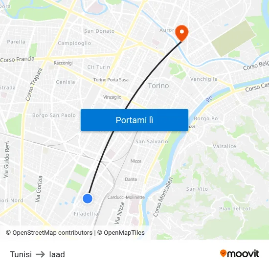 Tunisi to Iaad map
