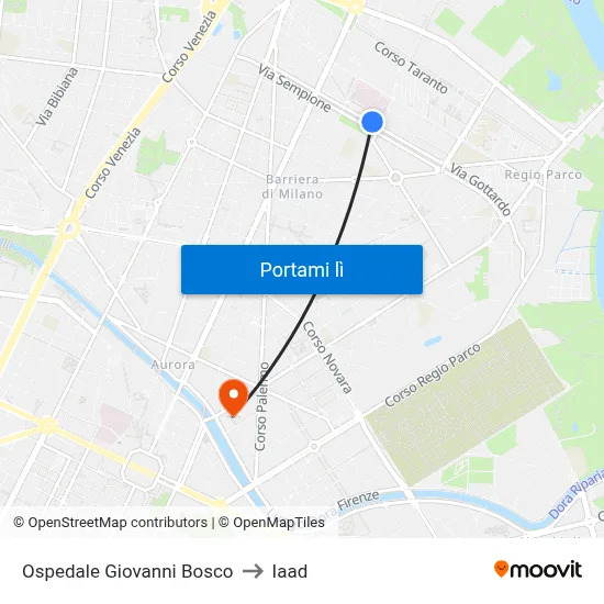 Ospedale Giovanni Bosco to Iaad map