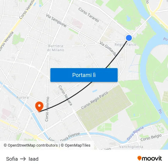 Sofia to Iaad map