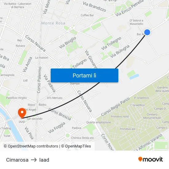 Cimarosa to Iaad map
