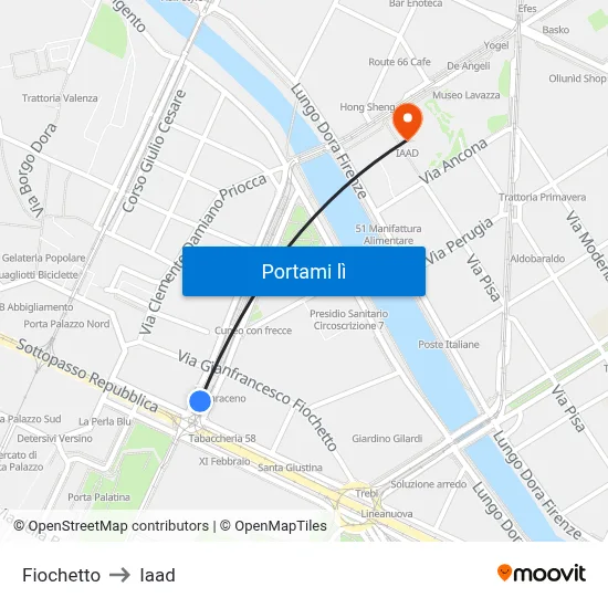 Fiochetto to Iaad map