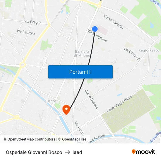 Ospedale Giovanni Bosco to Iaad map
