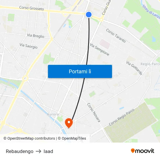 Rebaudengo to Iaad map
