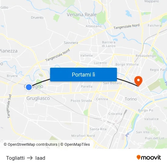 Togliatti to Iaad map