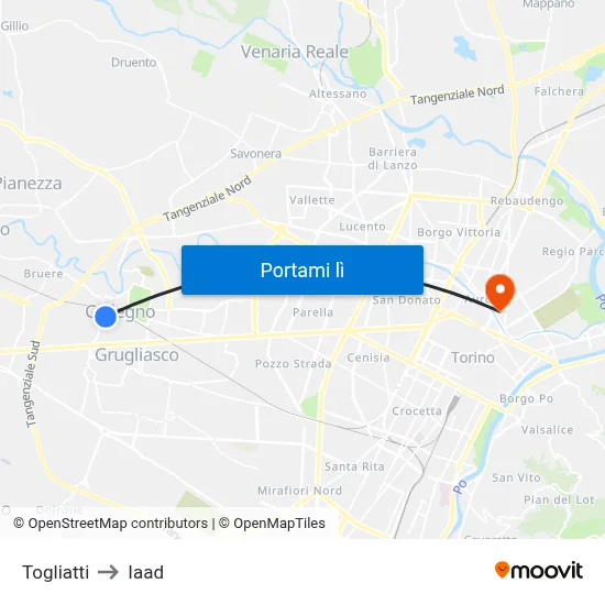 Togliatti to Iaad map