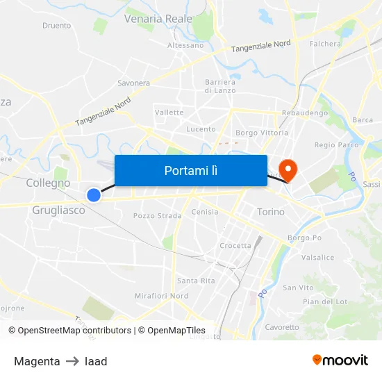 Magenta to Iaad map