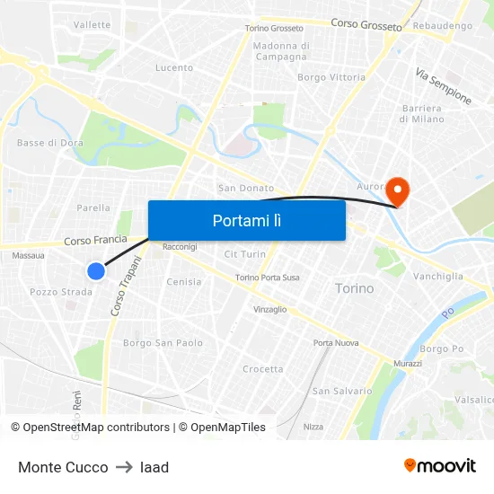 Monte Cucco to Iaad map
