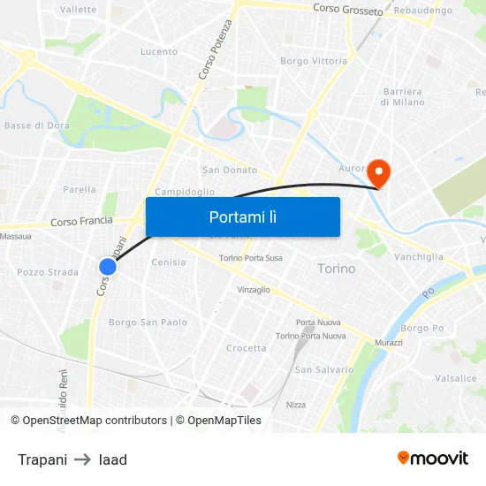 Trapani to Iaad map