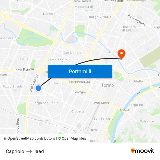 Capriolo to Iaad map
