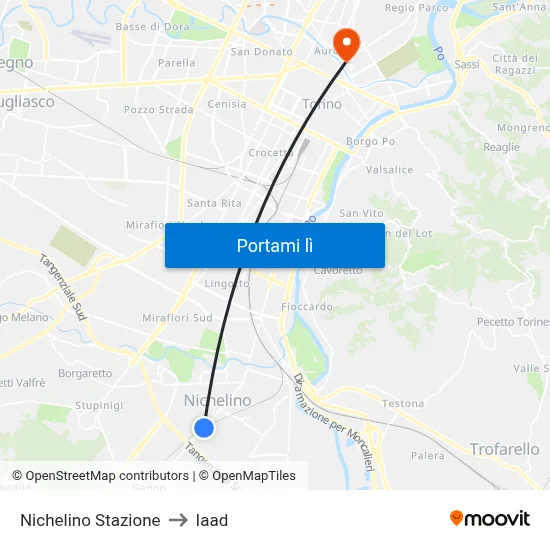 Nichelino Stazione to Iaad map