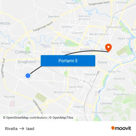 Rivalta to Iaad map