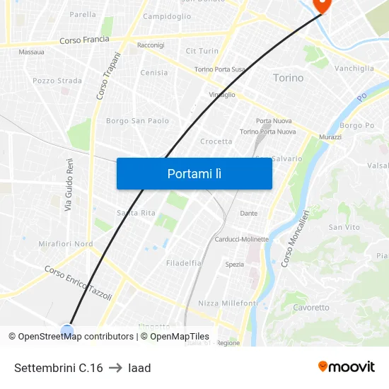 Settembrini C.16 to Iaad map