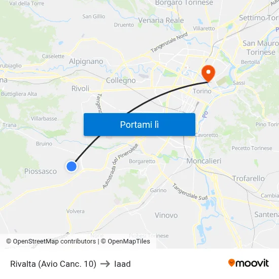 Rivalta (Avio Canc. 10) to Iaad map