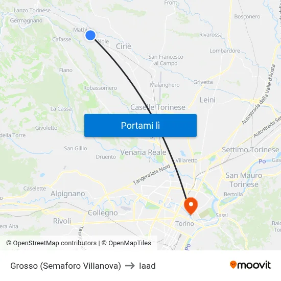 Grosso (Semaforo Villanova) to Iaad map
