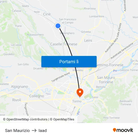 San Maurizio to Iaad map
