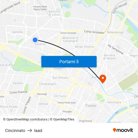 Cincinnato to Iaad map