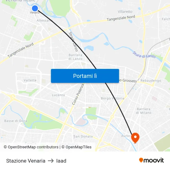 Stazione Venaria to Iaad map