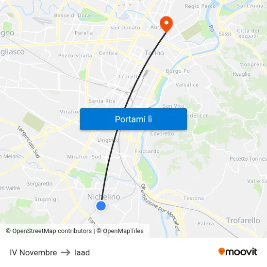 IV Novembre to Iaad map
