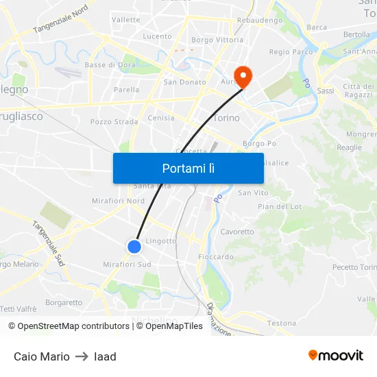 Caio Mario to Iaad map